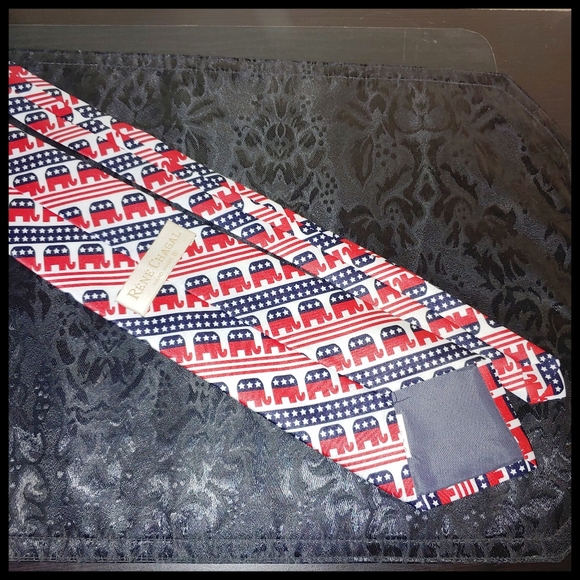 RNC Red White and Blue Elephant Tie - Picture 3 of 4